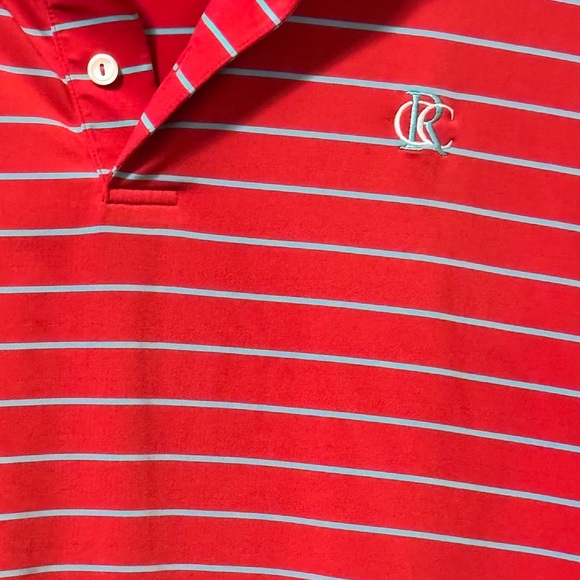 Peter Millar Men’s Summer Comfort Red Blue Striped Golf Polo Shirt Size Large - Picture 6 of 6
